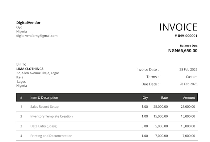do data entry work, invoice design and copy typing